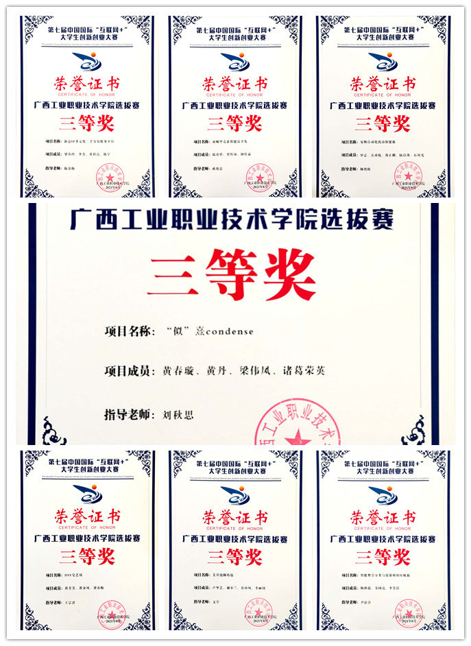 第七届“互联网+”大学生创新创业大赛校赛三等奖证书